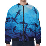 Shark Underwear Print Zip Sleeve Bomber Jacket