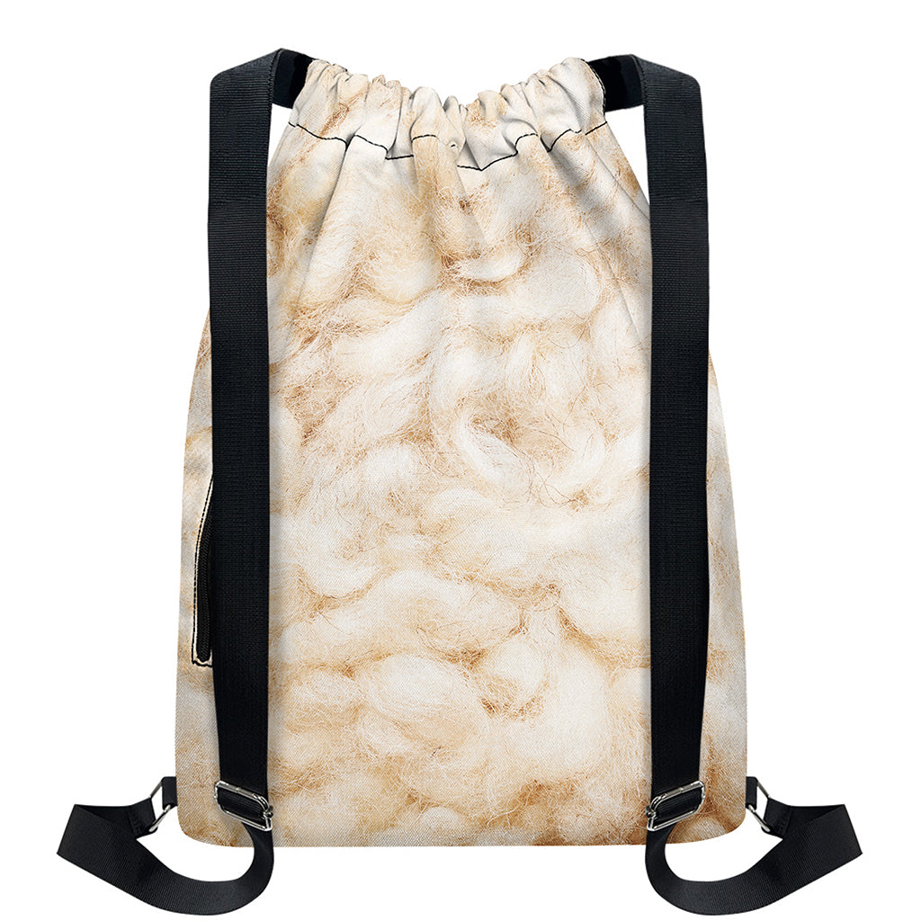 Sheepskin Print Drawstring Backpack