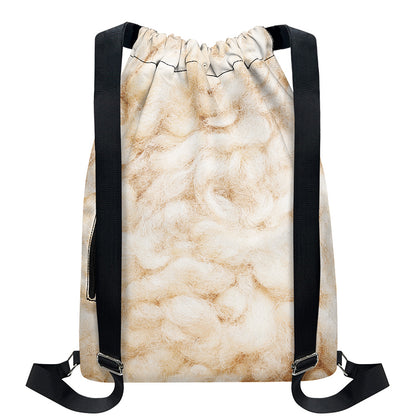 Sheepskin Print Drawstring Backpack