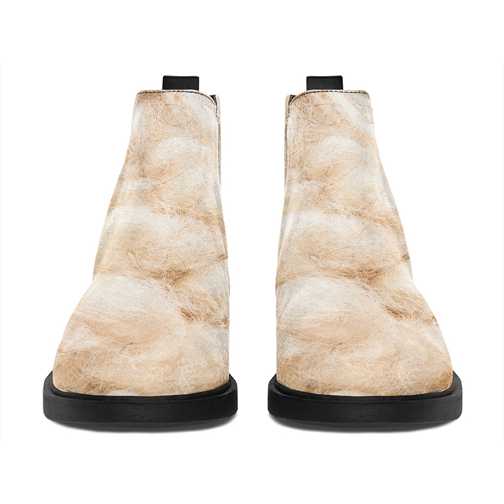 Sheepskin Print Flat Ankle Boots