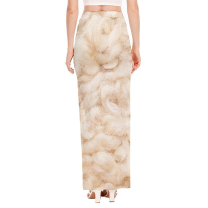 Sheepskin Print High Slit Maxi Skirt