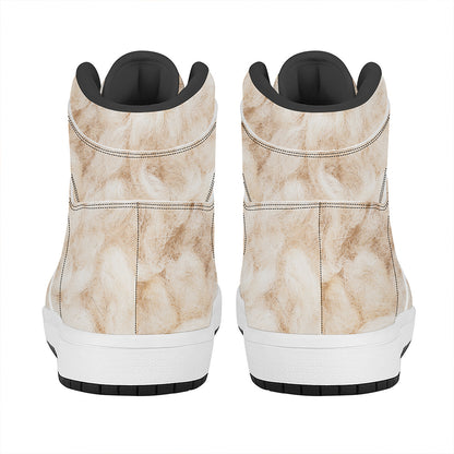 Sheepskin Print High Top Leather Sneakers