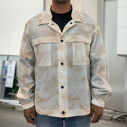 Sheepskin Print Men's Shirt Jacket