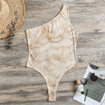 Sheepskin Print One Shoulder Bodysuit