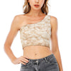 Sheepskin Print One Shoulder Crop Top