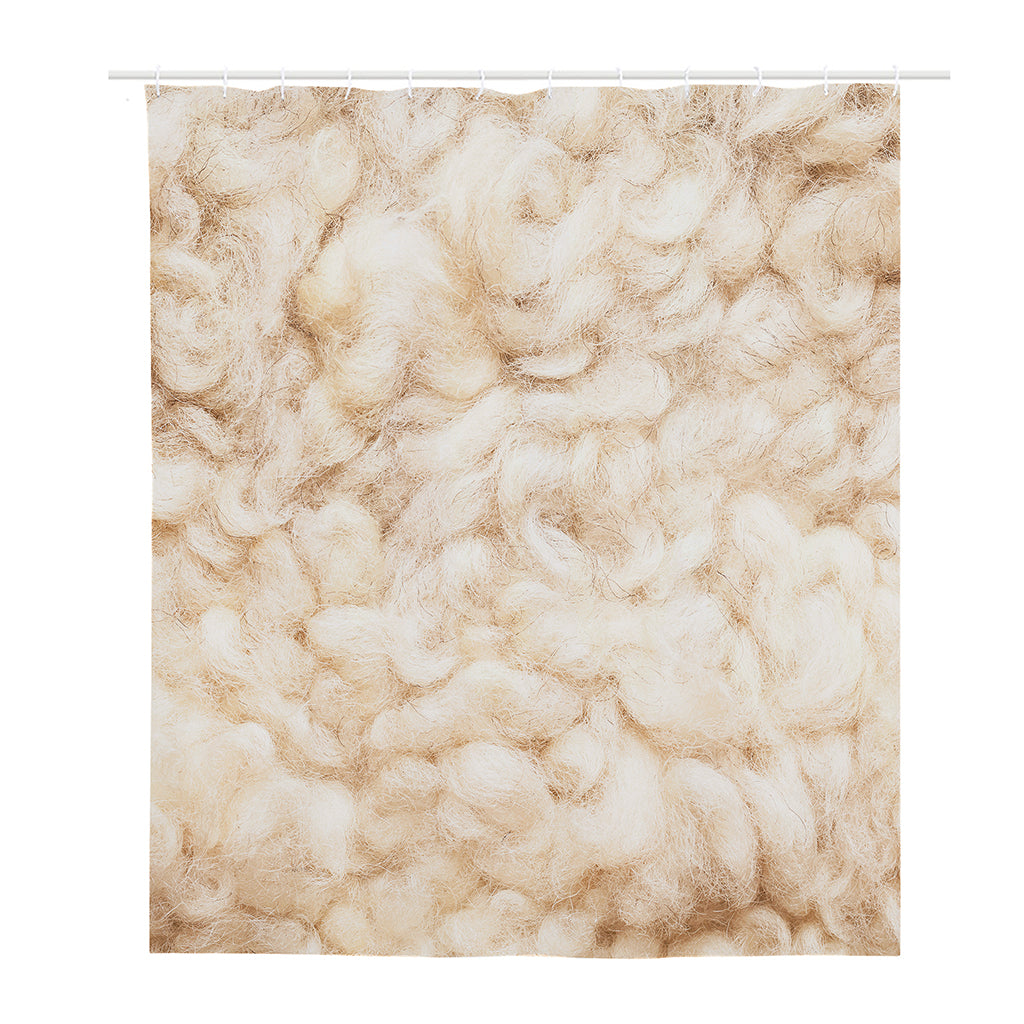 Sheepskin Print Polyester Shower Curtain