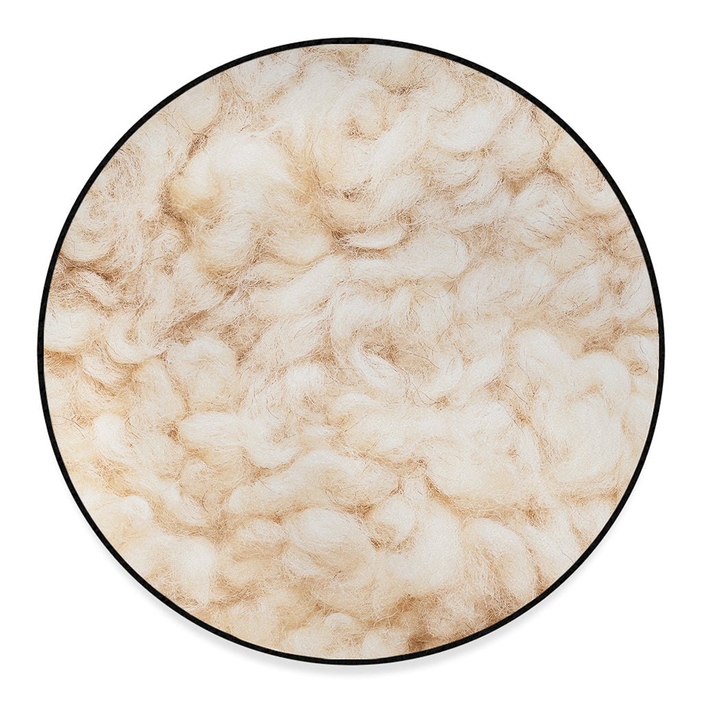 Sheepskin Print Round Floor Mat