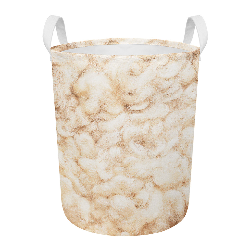 Sheepskin Print Round Laundry Basket