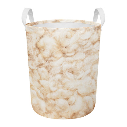 Sheepskin Print Round Laundry Basket