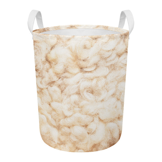Sheepskin Print Round Laundry Basket