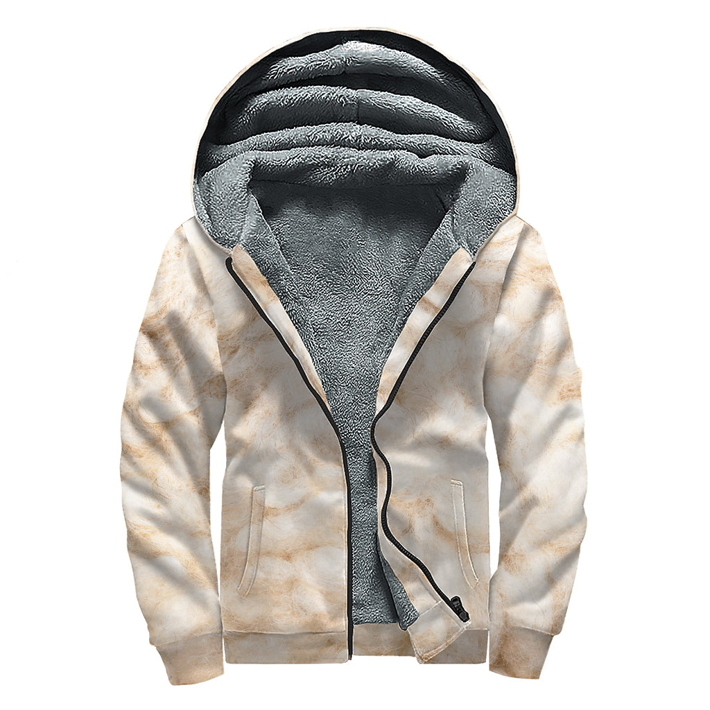 Sheepskin Print Sherpa Lined Zip Up Hoodie