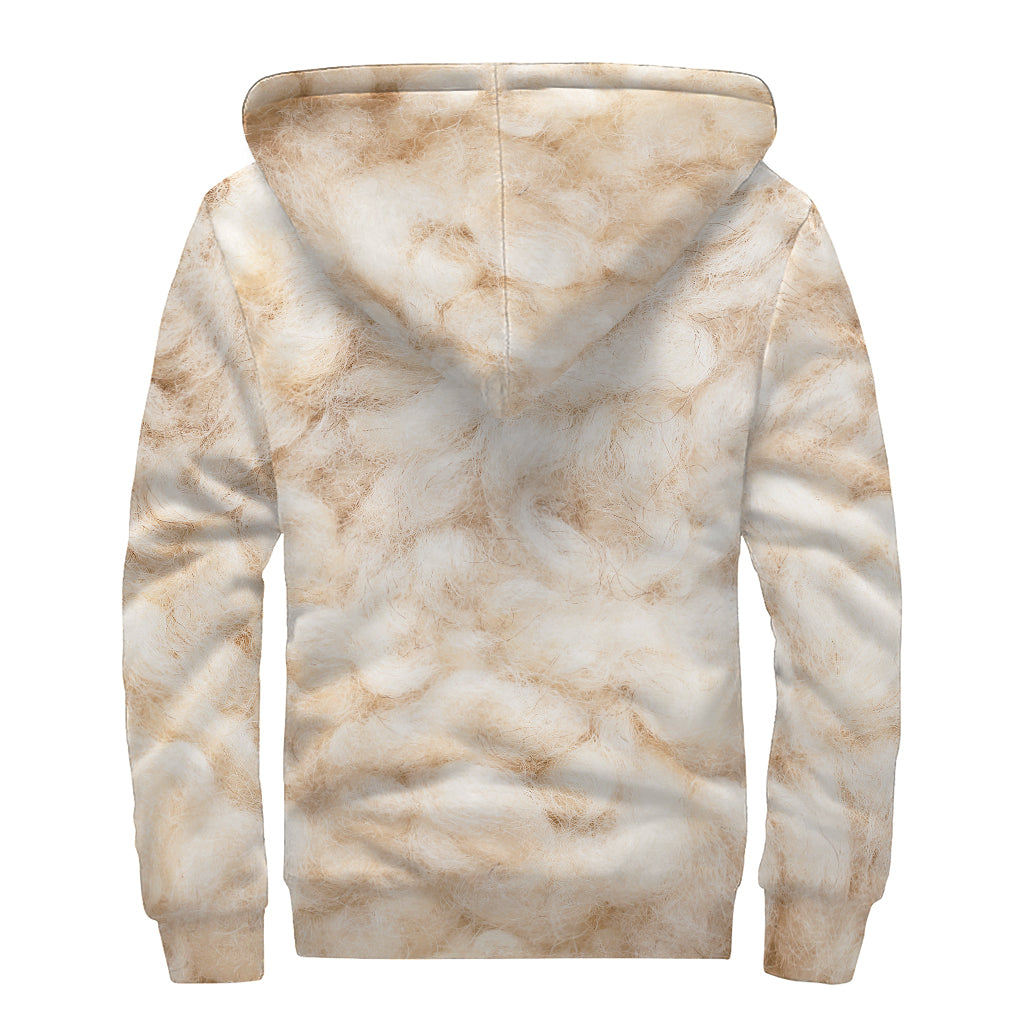 Sheepskin Print Sherpa Lined Zip Up Hoodie