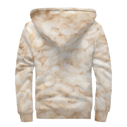 Sheepskin Print Sherpa Lined Zip Up Hoodie
