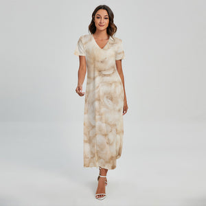 Sheepskin Print Short Sleeve Maxi Dress