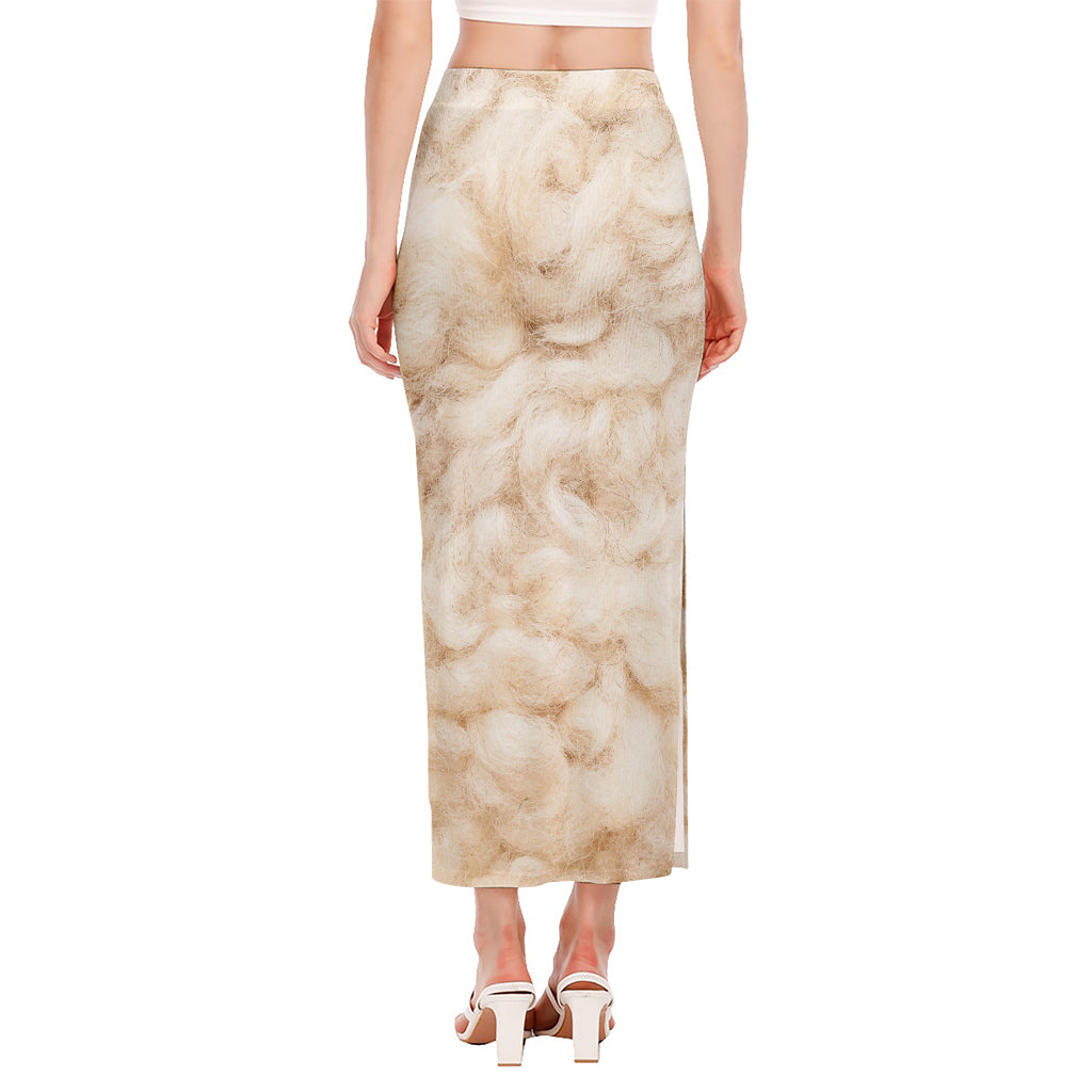 Sheepskin Print Side Slit Maxi Skirt