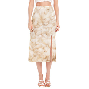 Sheepskin Print Side Slit Midi Skirt