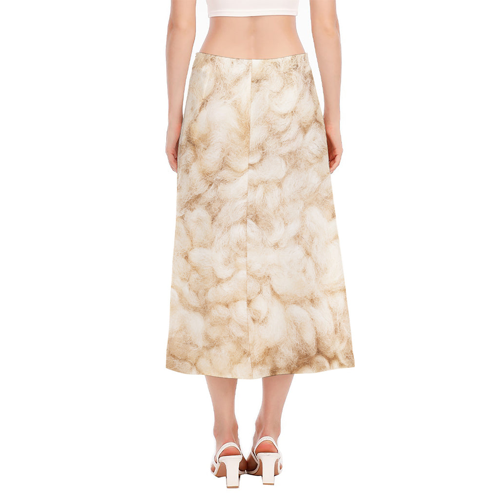 Sheepskin Print Side Slit Midi Skirt