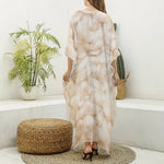 Sheepskin Print Silk V-Neck Kaftan Dress