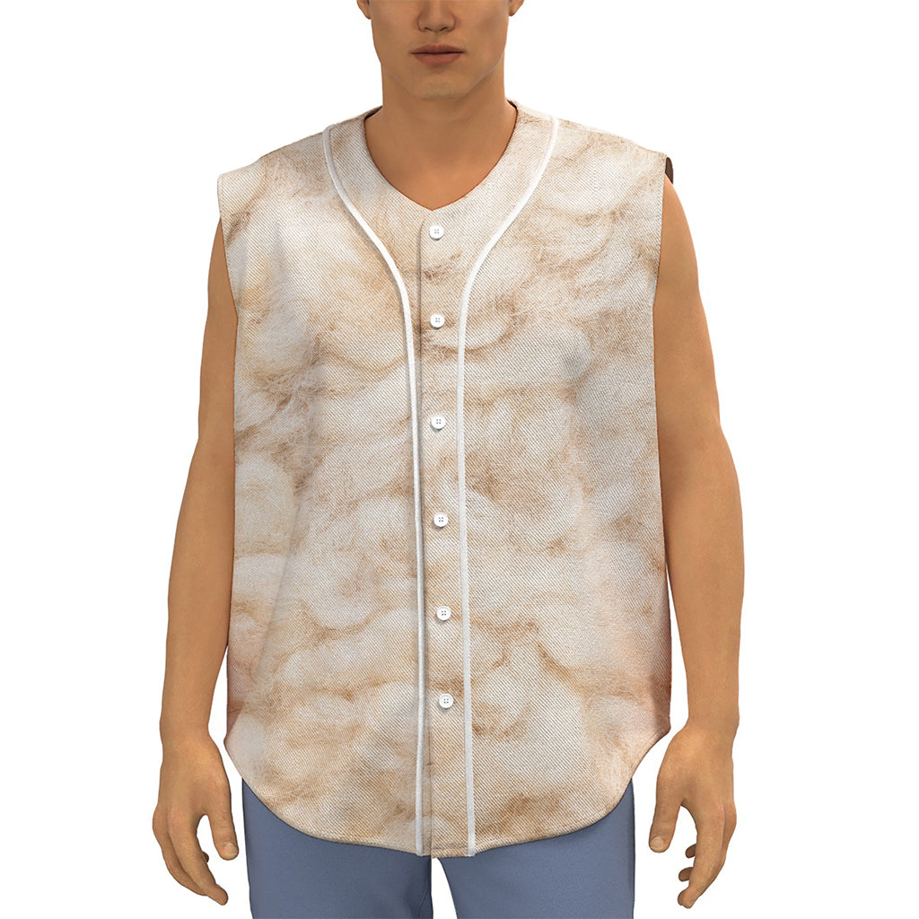 Sheepskin Print Sleeveless Baseball Jersey
