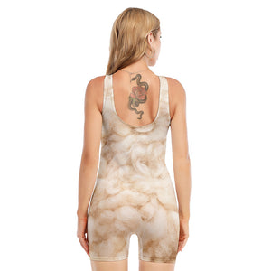 Sheepskin Print Sleeveless One Piece Swimsuit