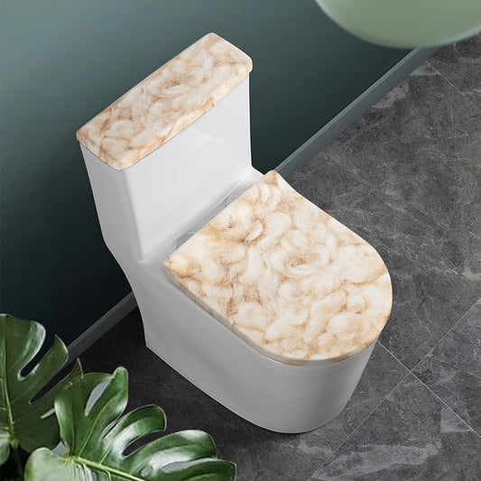 Sheepskin Print Toilet Lid And Tank Cover Set
