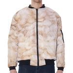 Sheepskin Print Zip Sleeve Bomber Jacket