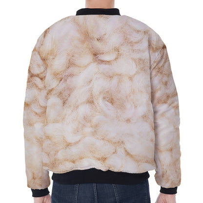 Sheepskin Print Zip Sleeve Bomber Jacket