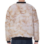 Sheepskin Print Zip Sleeve Bomber Jacket
