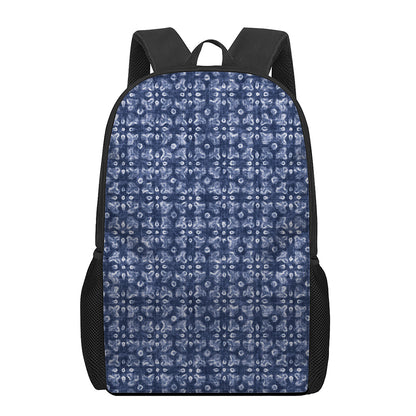 Shibori Floral Pattern Print 17 Inch Backpack