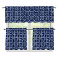 Shibori Floral Pattern Print 3 Piece Kitchen Curtains