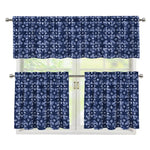 Shibori Floral Pattern Print 3 Piece Kitchen Curtains