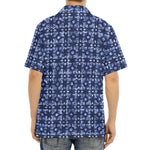Shibori Floral Pattern Print Aloha Shirt