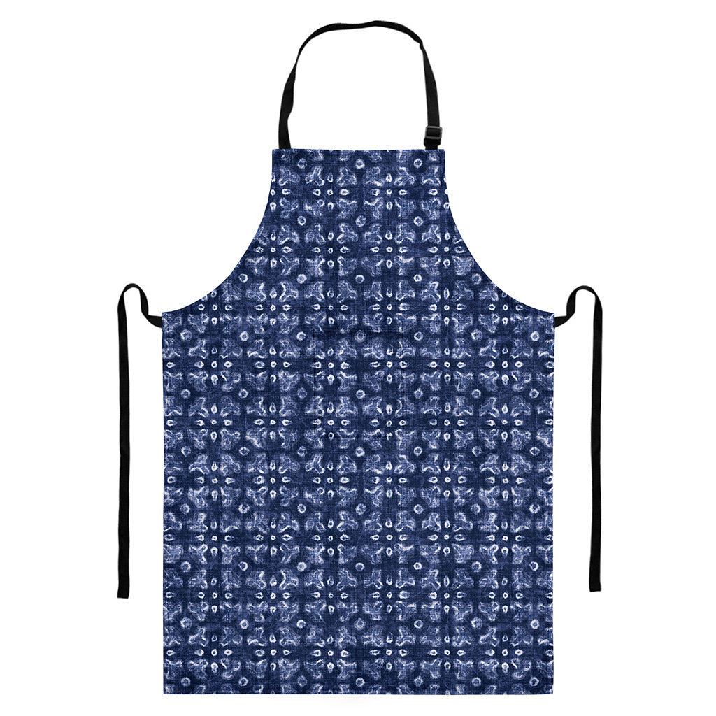 Shibori Floral Pattern Print Bib Apron With Pocket