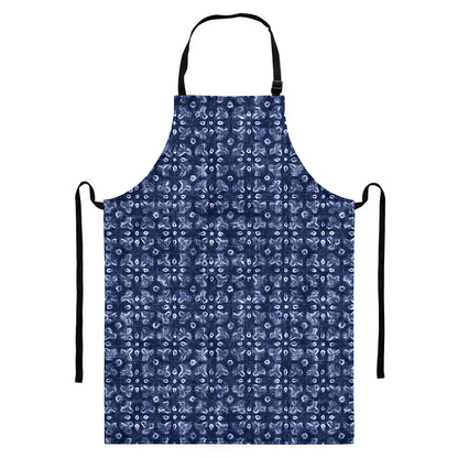 Shibori Floral Pattern Print Bib Apron With Pocket