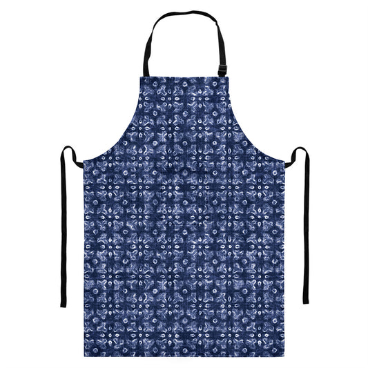 Shibori Floral Pattern Print Bib Apron With Pocket