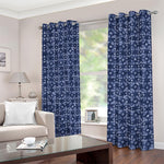 Shibori Floral Pattern Print Blackout Grommet Curtains