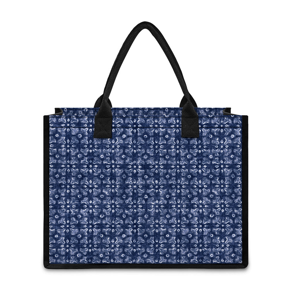 Shibori Floral Pattern Print Canvas Tote Bag