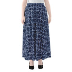 Shibori Floral Pattern Print Chiffon Maxi Skirt