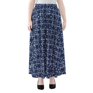 Shibori Floral Pattern Print Chiffon Maxi Skirt