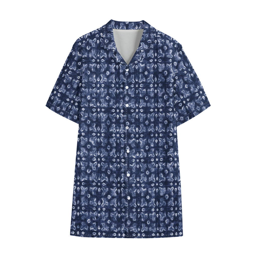 Shibori Floral Pattern Print Cotton Hawaiian Shirt