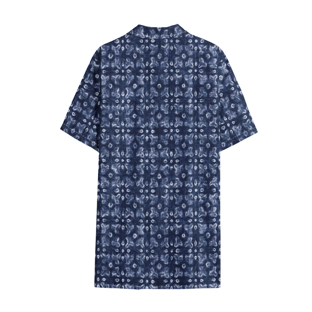 Shibori Floral Pattern Print Cotton Hawaiian Shirt