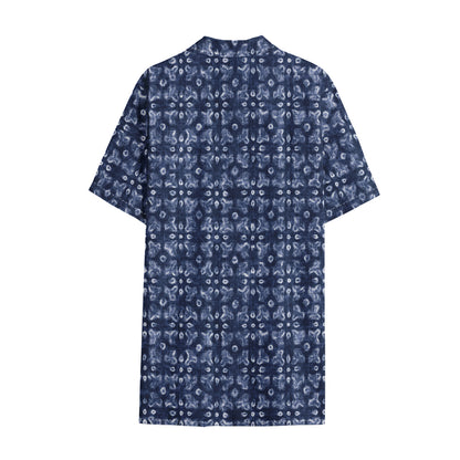 Shibori Floral Pattern Print Cotton Hawaiian Shirt