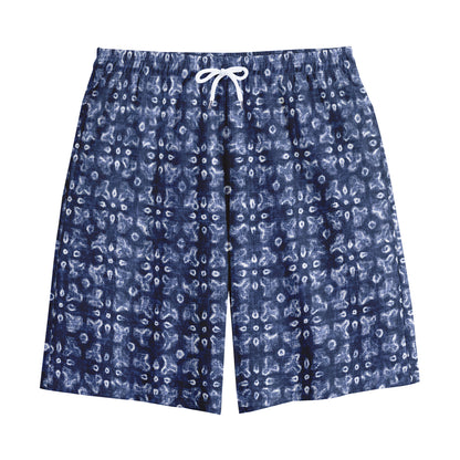 Shibori Floral Pattern Print Cotton Shorts