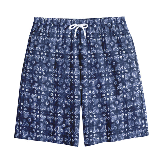 Shibori Floral Pattern Print Cotton Shorts