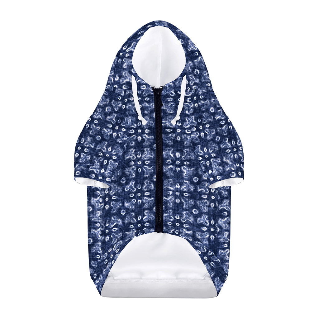 Shibori Floral Pattern Print Dog Zip Up Hoodie