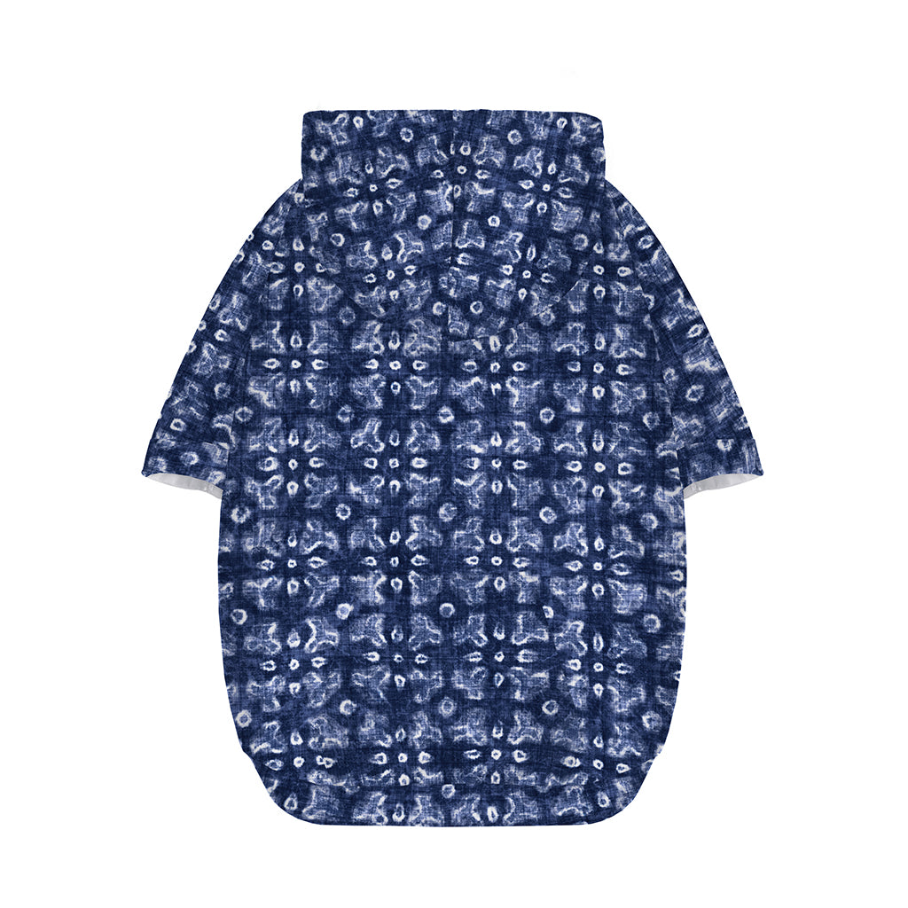 Shibori Floral Pattern Print Dog Zip Up Hoodie