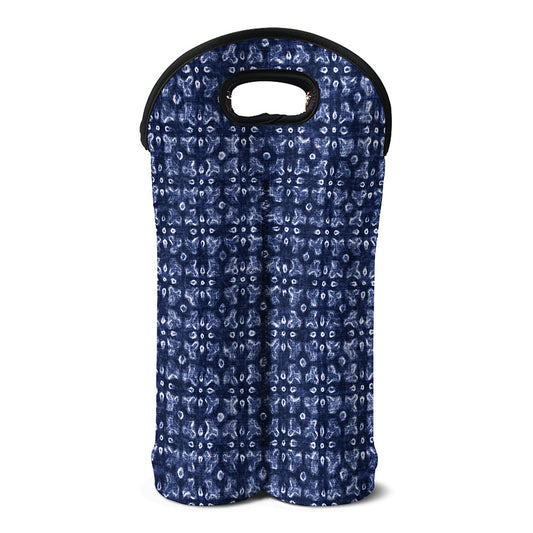 Shibori Floral Pattern Print Double Neoprene Wine Tote