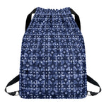 Shibori Floral Pattern Print Drawstring Backpack