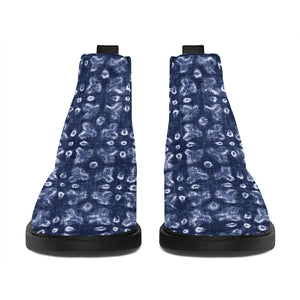 Shibori Floral Pattern Print Flat Ankle Boots