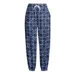 Shibori Floral Pattern Print Fleece Lined Knit Pants
